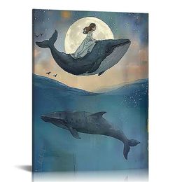 Dolphins Canvas Wall Art Painting Wall Decor HD Print Wall Art for Living Room Bathroom Bedroom Decoration