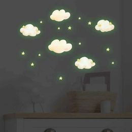 Wall Decor Cartoon Cloud Luminous Stickers Glow in The Dark Stars Wall Stickers for Kids Rooms Bedroom Ceiling Home Decoration Wall Decals d240528