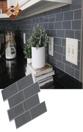 Grey Brick Subway Tile Peel and Stick Self Adhesive Wall Decal Sticker DIY Kitchen Bathroom Home Decor 3D3117236