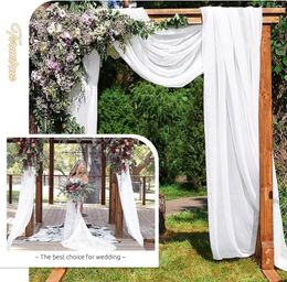 Curtain White Wedding Arch Draping Fabric 1 Panel Champagne Drapes Sheer Backdrop Chiffon For Ceremony