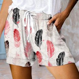Women's Shorts Fashionable Printed Drawstring Summer Elastic Waist Casual And Women High BuLift Sports Short Pants
