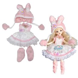 Doll Apparel Dolls Dolls Clothes 30cm BJD Dress 1/6 Ball Stitch Accessories OB24 Winter Clothing Socks and Fashionable Cute Hat WX5.27