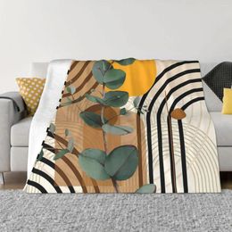 Blankets Boho Aesthetic Blanket Flannel Eucalyptus Branch Watercolor Tropical Art Cozy Soft FLeece Bedspread