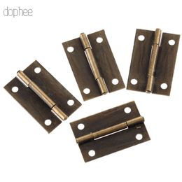 dophee 2/4/10pcs Mini Gold Hinge Square Antique Door Hinges For Wooden Cabinet Drawer Jewellery Box Furniture Hardware 5 size