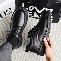 Dress Shoes Leather Men's Flat British Style Platform Derby Business Formal Wear Wedding Groom's Casual Boots Men