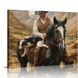 All a Cowboy Needs Canvas Wall Art Print, Dog Artwork