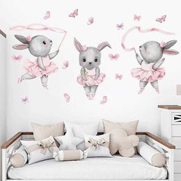 Wall Decor Hand-paint Ballet Cute Dancer Rabbit Wall Stickers for Children Room Baby Kids Room Decor Girls Room Wall Decals Home Decorative d240528