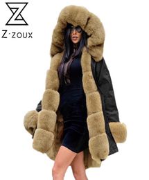 Women Fur Parka Hooded Winter Coats Woman Plus Size Vintage Long Overcoat Coat Color Matching Jackets 2105244924063