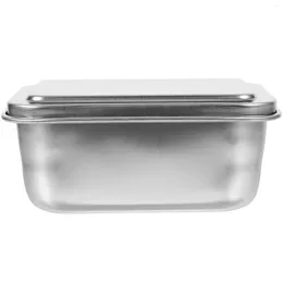 Double Boilers Stainless Steel Square Flat Plate Tiramisu Vessel With Lid Thickened Tray Steaming Cake Pans Baking Cookie Boxes Small Bulk
