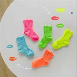 Kids Socks 4Pairs Pack 1-8 Year 2021 autumn and winter candy bright Colour socks double needle baby socks for boy and girl d240528