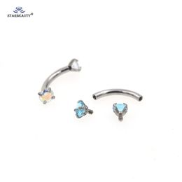 Starbeauty 1pc 16G Curved Barbell Eyebrow Piercing Labret 1.2x8mm Belly Ring White Nose Ear Piercing Helix Pircing Body Jewellery