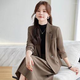 Two Piece Dress Brown Suit Jacket Women's Short Spring And Autumn Small Business Clothing Fashionable Casual High-Grade Skirt