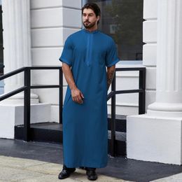 Ethnic Clothing Ramadan Men's Muslim Robe Shirt With Vertical Stripes And Pocket - Islam Thobe Abaya Perfect For Casual Formal Occasions