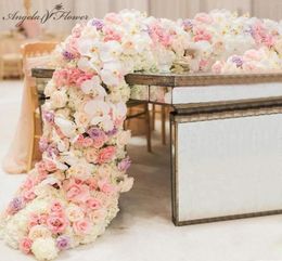 2M Luxury Custom Artificial Floor Wedding Backdrop Decor Garland Flower Arrangement Table Runner Rarty Event5011370