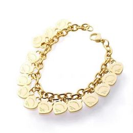 High quality trend brand titanium steel bracelet 18K gold rose silver heart shaped bracelet for friends party and fashion couple gift Gkjia