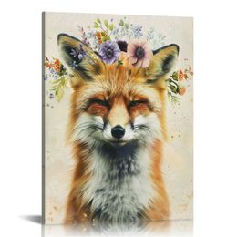 Fox Wandkunst lustige Tierbilder in der Leinwand Galerie für Schlafzimmer Wohnzimmer Badezimmer Wohnkultur, gestreckt und gerahmt