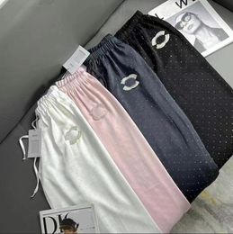 Pantaloni da donna francese di marca di lusso lettera c logo hot trapano di fascia alta pantaloni a bordo acetico acetico di moda ragazze pigro sportive per donne pantaloni casual