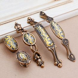 Classical Chinese Crystal Cabinet Wardrobe Door Handle Simple European Fine Yellow Coffee Handle Furniture Hardware Accessories