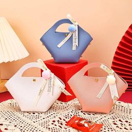 Gift Wrap 10pcs Leather Packaging Bag Wedding Favour Distributions Bags Baby Birth Candy Box Mini Handbag