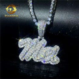 Women Moissanite Diamond Sterling Sier Iced Out Initial Necklace Chain Hip Hop Custom Name Pendant