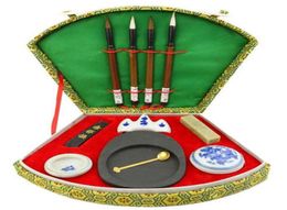 Chinese calligraphy brush pen ink Inkstone tool box set0122307772