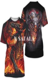 Men039s TShirts Summer Man Sport 3D T Shirt Unisex Harajuku Evil Light Fire Dragon Print Shirts Mens Fashion Casual Short Slee7435146
