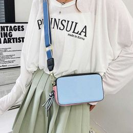 Womens Bag With Lanyards Summer Fashion Texture Wide Strap One Shoulder Versatile Messenger Bags 225C