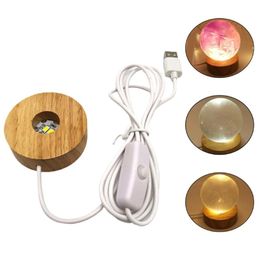 Book Lights Round Wooden 3D Night Light Base Holder LED Display Stand For Crystals Glass Ball Illumination Lighting Accessories Handicr 227h