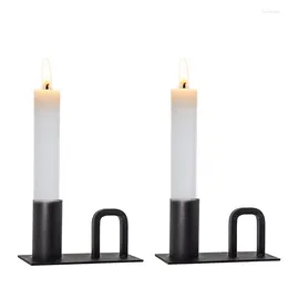 Candle Holders Nordic Style Creative Black Wrought Iron Candles Long Pole Base Modern Art Craftwork Home Decor Desk Accessory