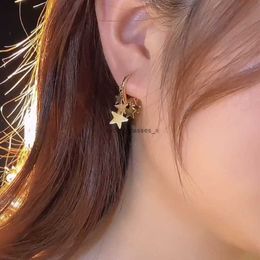 2024 Tiktok genuine gold smart earrings Five pointed star geometric cute ear clasps Feminine temperament sweet lady style