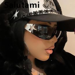 Occhiali da sole INS Y2K Star for Women Fashion Brand One Piece Sun Glasses Men Uv400 Punk Hip Hop Shades Schermo Shield Eyewear 244C 244C