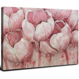 Große rosa Blumen Wandkunst Tulpe Blume Leinwand Malerei Druck blühender Tulpe Kunstwerk für Wohnzimmer Schlafzimmer Wohnkultur bereit zum Hängen