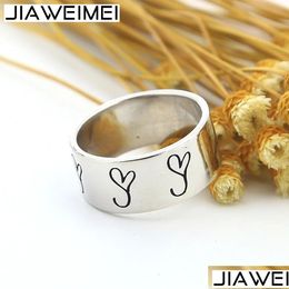 Wedding Rings Personalised Engraving Ring For Women Men 925 Solid Sier Wide Band Symbol Customised Jewellery Christmas Gift 231218 Drop Dhhyl