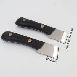Leather Cutting knift flat edge/bevel edge D2 High Speed Steel Leather Knife with Wooden Handle for DIY Leathercraft Cutting