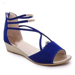 Peep Toe Shoes Women Summer Sandals 2024 Wedges Fashion Ladies Wedge Woman Sandal Black Red Blue Zapat 6c6