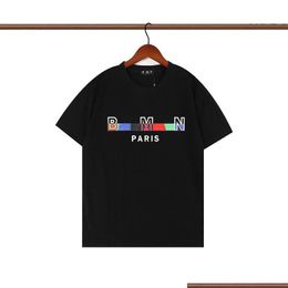 Mens T-Shirts French Pb Esigner T-Shirt Chest Letter Laminated Print Short Sleeve High Street Loose Oversize Black And White Casual Pu Otwo6
