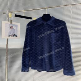 xinxinbuy Men designer Tee t shirt Coral velvet emboss letter long sleeve cotton women black white navy blue S-2XL 273B