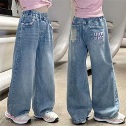 Jeans Jeans 2403 Youngsters Fashion Embroidery Girls Jeans childrens jeans childrens casual pants girls wide leg pants WX5.27