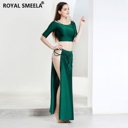 2020 Professional Belly Dance Costume Green Dance Arab Costume Practise Clothing Bellydancing Top Split Skirt Set1 3056