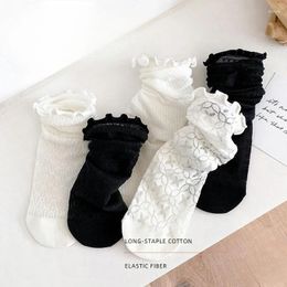 Women Socks Spring Summer Fashion Lady Long Black White Lace Harajuku Ruffle Casual Sweet Kawaii Floral Breathable Luxury Lolita