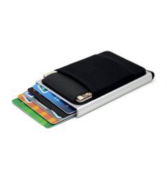 Slim Aluminum wallet With Elasticity Back Pouch ID Credit Card Holder Mini RFID wallets Automatic Pop up Bank Card Case1935157