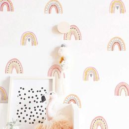 Wall Decor Boho Polka Pink Rainbow Removable Wall Stickers Nursery Art Decal Home Decoration Baby Room Girls Bedroom Vinyl Poster d240528