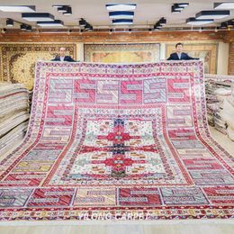 Carpets 426x610cm Handwoven Silk Area Rug All-over Tribal Living Room Carpet (BL003)