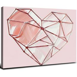 Pink Wall Art Bedroom Modern Pictures Fashion Canvas Prints Rose Gold Paintings Geometric Love Framed Artwork Teen Girls Dorm Decorations