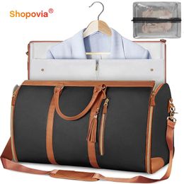 Foldable Travel Bag Large PU Folding Suit Storage Duffle Bag Women Travel Duffle Bag Multi Function Waterproof Travel Organizer 240517