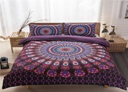 3pcs 3D Mandala Print Bedding Set Queen Size Floral Pattern Duvet Cover Black and White Bohemian Bedclothes Lotus Bed Set9258811