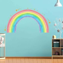 Wall Decor Rainbow Star Wall Sticker Decorative Diy Colorful Art Decal Wall Decals for Kids Nursery Background Home Playroom Decoration d240528