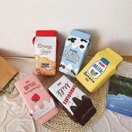 Totes Cute Milk Box Women Shoulder Bag Designer Drink Cartoon Printing Crossbody Bags For 2024 Harajuku Small Coin Purses Girls