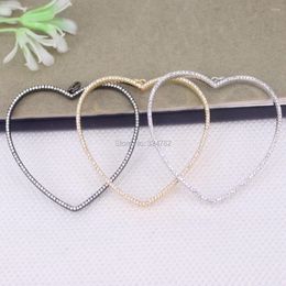 Pendant Necklaces 2pcs Large Thin Metal Copper Micro Pave CZ Heart For Jewellery Making 202o