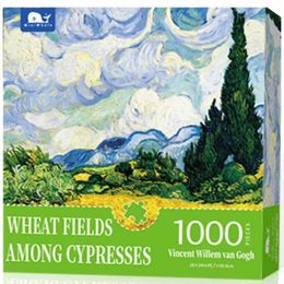 Puzzles 46*61cm Adult 1000pcs Mini Jigs Puzzle Vogh Painting Wheat Fields Among Cypresses Stress Reducing Difficult Toy